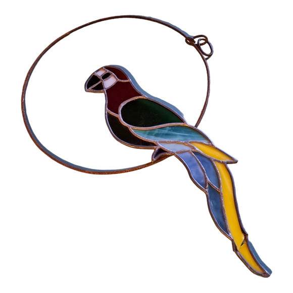 Vintage Stained Glass Parrot hanging AS IS - Picture 6 of 8